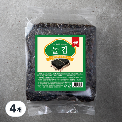 김이가 돌김 100매입, 250g, 4개