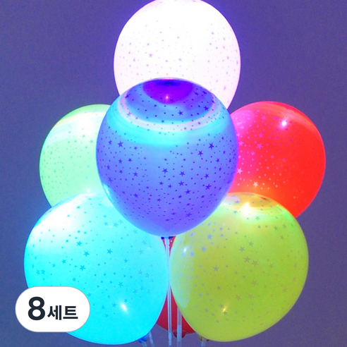 컵스틱형 LED 라이트풍선 4종세트, 미니스타, 8세트