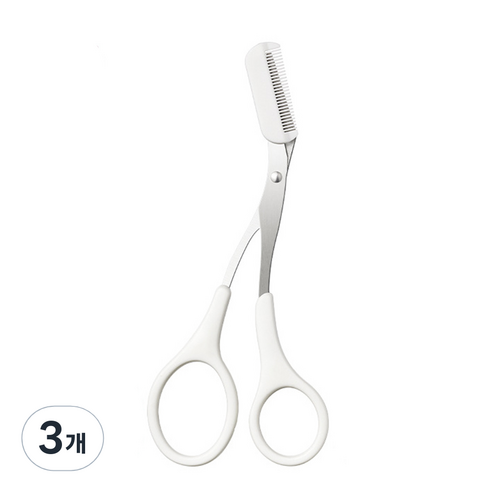 베라망 빗이 있는 눈썹가위, 3개, 화이트
