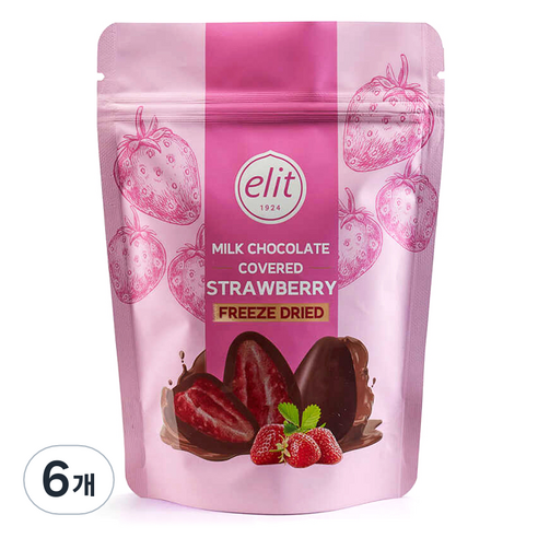 엘리트 밀크 초콜릿 커버드 스트로베리, 80g, 6개