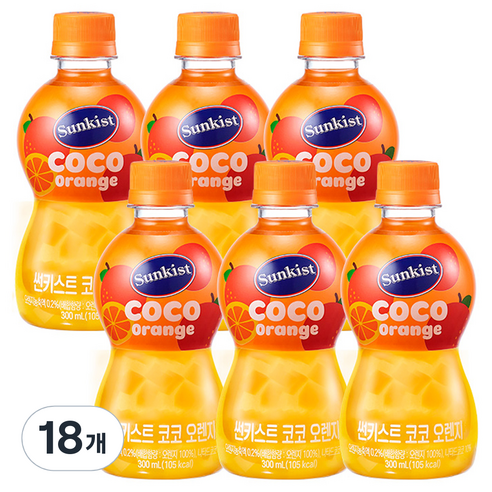 썬키스트 코코 오렌지, 300ml, 18개