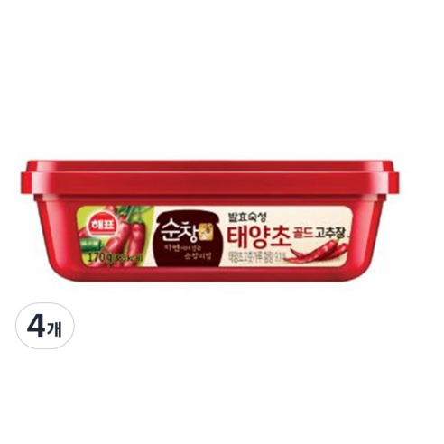 해표 순창궁 태양초 골드 고추장, 170g, 4개