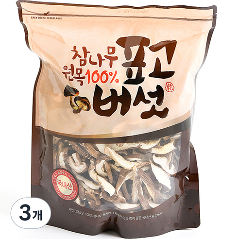 참나무 원목 표고버섯 슬라이스, 200g, 3개