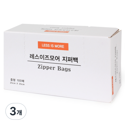 레스이즈모어 지퍼백, 중(M), 100개입, 3개