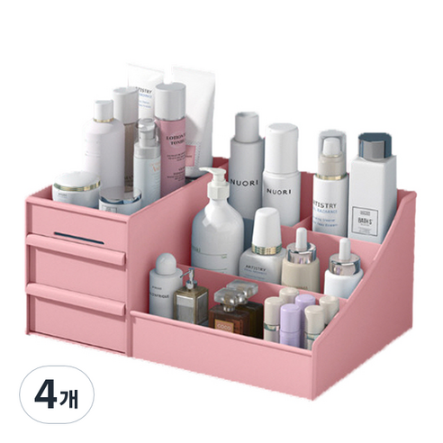 그뤠잇라이프 다용도 화장품 정리함 핑크, 4개