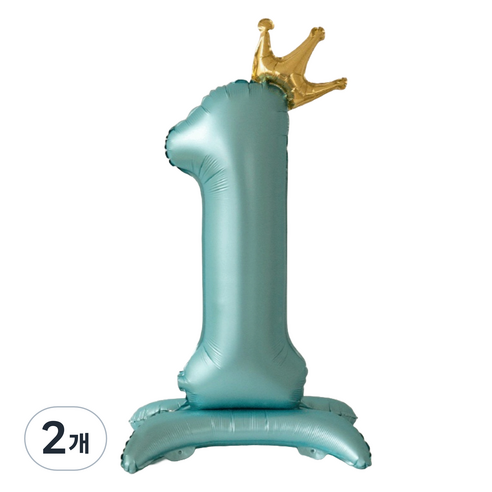 세컨드베스트 크라운 스탠딩 숫자 파티풍선 100cm, 블루 숫자 1, 2개
