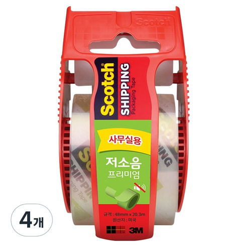 스카치 저소음 프리미엄 포장용 테이프 48mm x 20m, 투명, 4개