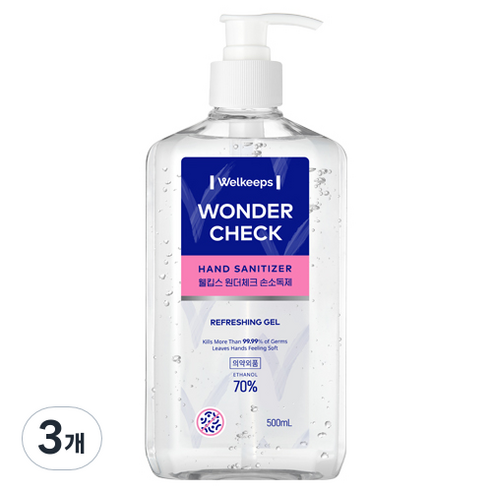 웰킵스 원더체크 손소독제, 500ml, 3개