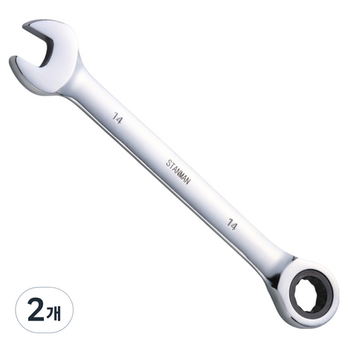 스탠맨 기어라쳇렌치 스패너 14mm, 2개