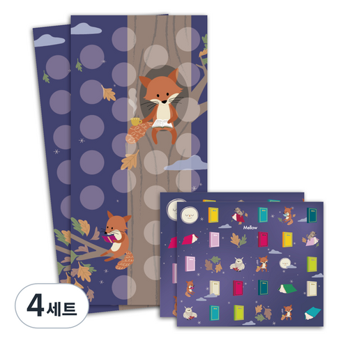멜로우 독서 칭찬스티커 독서왕 2p 세트, 여우, 4세트