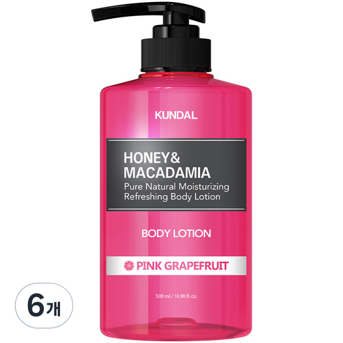 쿤달 퓨어바디로션 핑크자몽향, 500ml, 6개