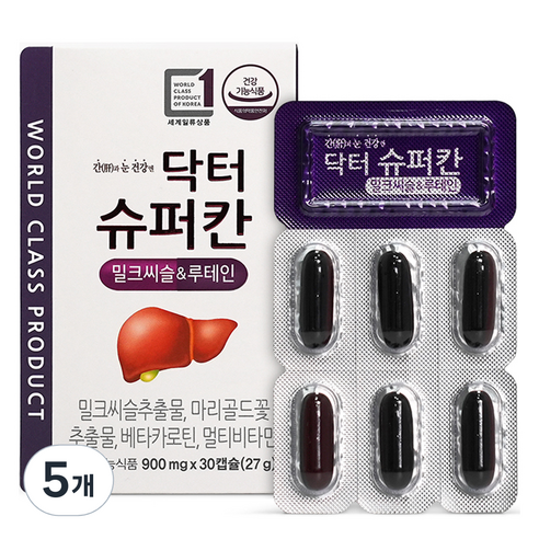 에이치엘사이언스 닥터슈퍼칸 밀크씨슬 루테인 27g, 30정, 5개