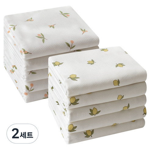베이비앤아이 유아용 소프트 사각 천 기저귀 2종 x 5매 세트, 모과, 올리브, 2세트