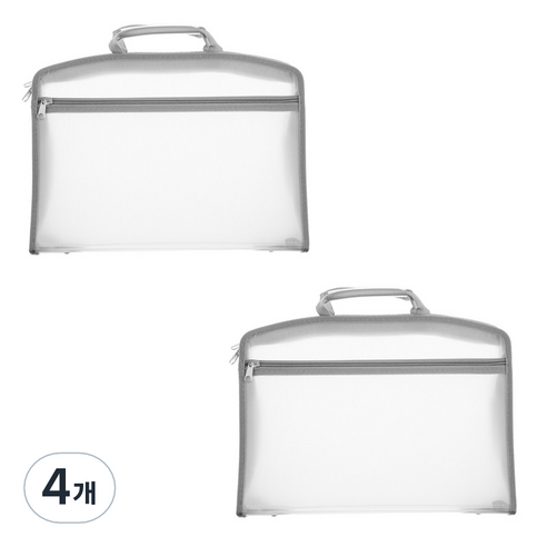 에코청운 지퍼화일 A4 5cm, 회색, 4개