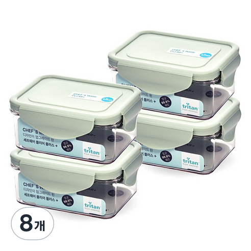 셰프웨어 클리어플러스 즉석밥 직사각 밀폐용기 400ml, 8개, 단품