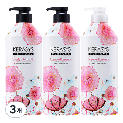 케라시스 퍼퓸 러블리 앤 로맨틱 샴푸 980ml 2p + 린스 980ml, 3세트