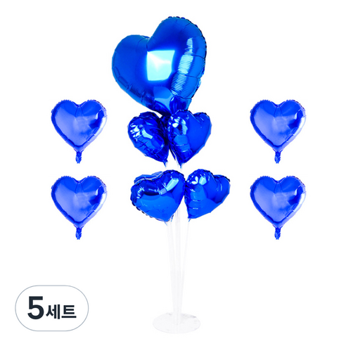 파티쇼 풍선꽂이장식세트 70cm, 하트블루, 5세트