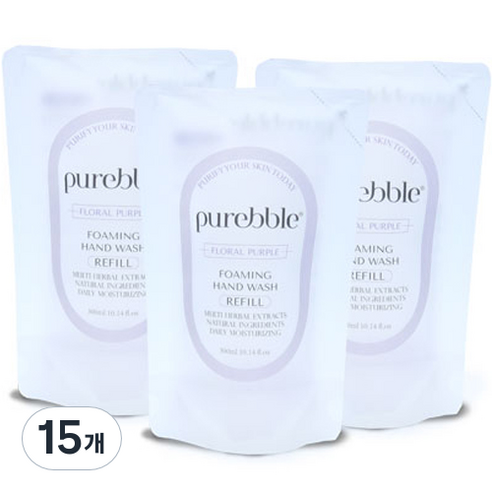 퓨어블 포밍 핸드워시 리필 퍼플 300ml, 플로랄향, 15개
