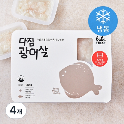 베베프레시 다짐 광어살 4개입 (냉동), 4개, 120g
