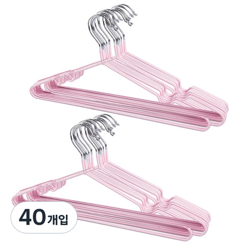 ABM 논슬립 코팅 옷걸이 대, 핑크, 40개