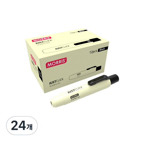 모리스 JUSTCLICK 유성매직 M2, 블랙, 24개