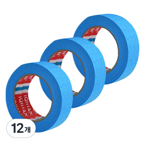 다다 칼라 마스킹 종이테이프 25mm x 15m, 블루, 12개