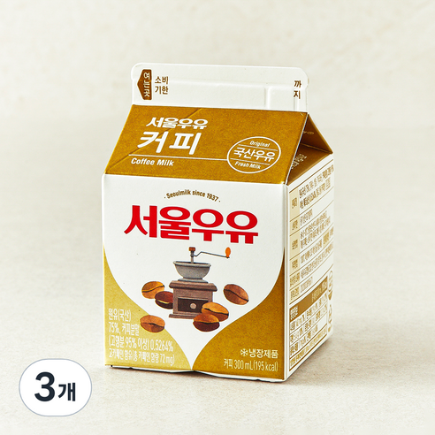 서울우유 커피 우유, 300ml, 3개