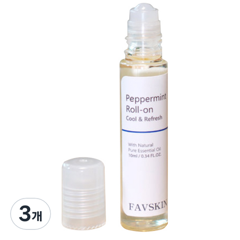 패브스킨 롤온 마사지오일 페퍼민트, 10ml, 3개