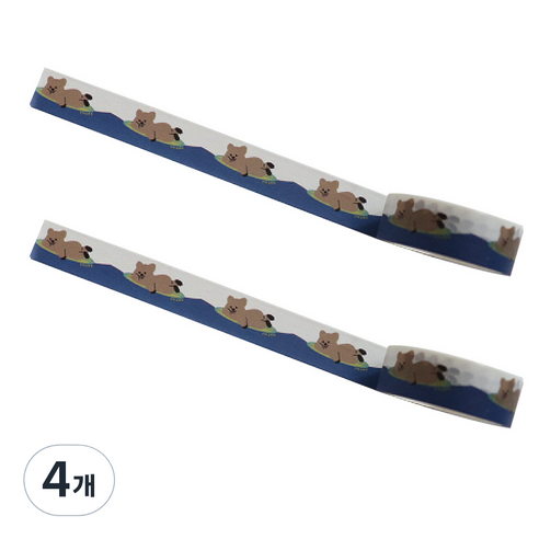 마켓A 쿼카 프린팅 종이 마스킹 테이프 1.5cm x 5m, TYPE 4, 4개
