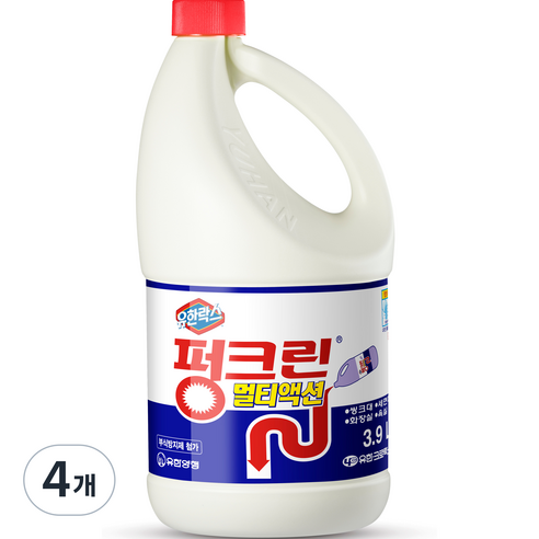 유한락스 펑크린 멀티액션 배수구세정제, 3.9L, 4개