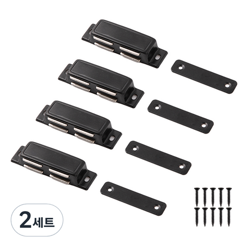 철물대장 스텐 자석 파워 빠찌링 4p 세트 블랙, 2세트