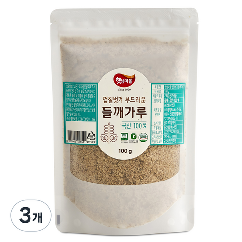 햇님마을 껍질벗겨 부드러운 국산 들깨가루, 100g, 3개