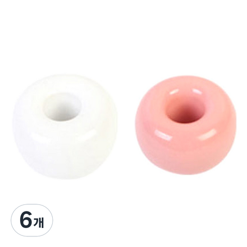 리빙듀오 스텐드 세라믹 칫솔꽂이, 화이트, 핑크, 6개