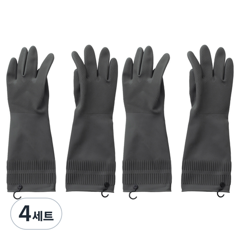 JAJU(자주) 자주 쓰는 고무장갑 양손착용 세트 36cm, 그레이, FREE(one size), 4세트