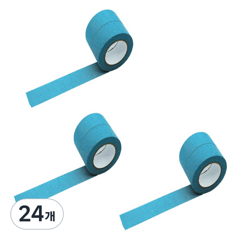 만들하비 컬러 종이 마스킹 테이프 2.5cm x 13m, 라이트블루, 24개