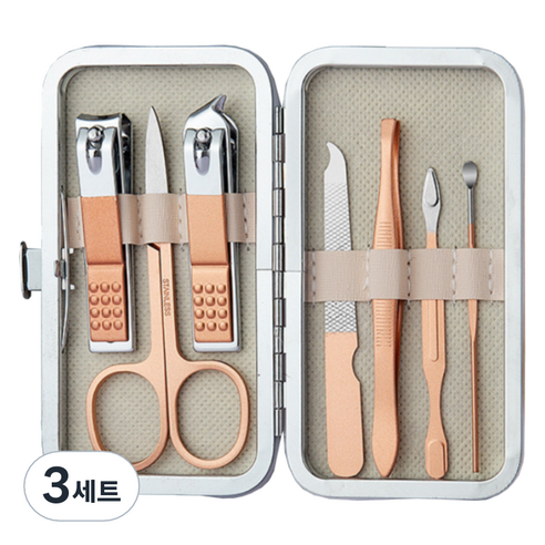 오와이규 다용도 손톱깎이 7종 세트, 로즈 골드, 3세트