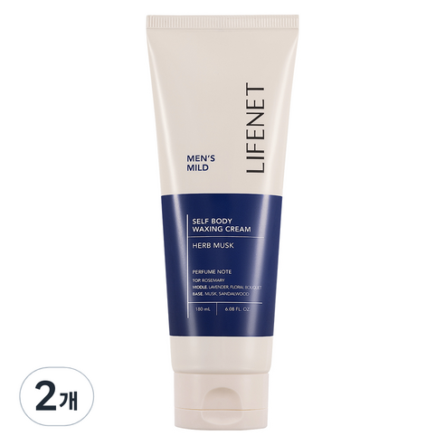 라이프넷 남성용 저자극 셀프 바디 왁싱 제모크림 01 맨즈 마일드, 180ml, 2개