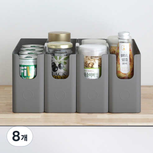 올리빙 모듈 팬트리 수납 정리함 중형, 그레이, 8개