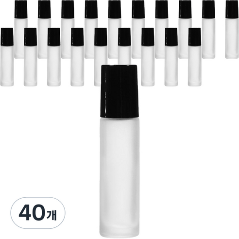 롤온 도톰한 향수 용기 10ml, 블랙(캡) + 반투명(용기), 40개
