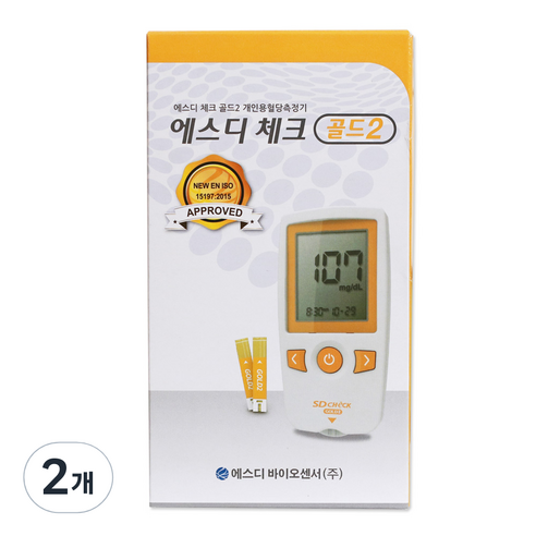 SD바이오센서 에스디 체크 골드2 혈당측정기, 2개, SD CHECK GOLD 2 Blood Glucose Monitoring System(01GC22)