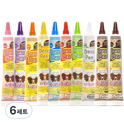 초코 데코펜 10종 세트, 6세트, 20g