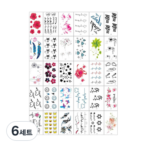 타투 스티커 30종 세트, L type 타투스티커 30종세트, 6세트