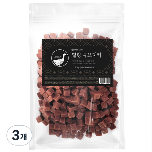개기월식 강아지 말랑 큐브 져키, 오리고기, 1.1kg, 3개