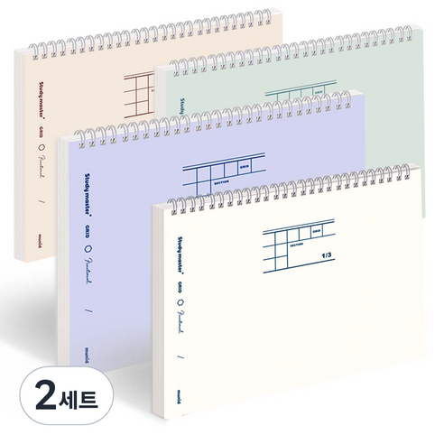 뮤니드 It spring 3분할 그리드 가로노트 컬러 4종 세트, soft beige, ivory, sweet purple, green tee, 2세트