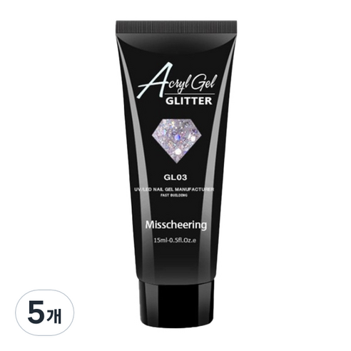 고고블랑 네일연장 글리터 폴리젤 15ml, GL03, 5개