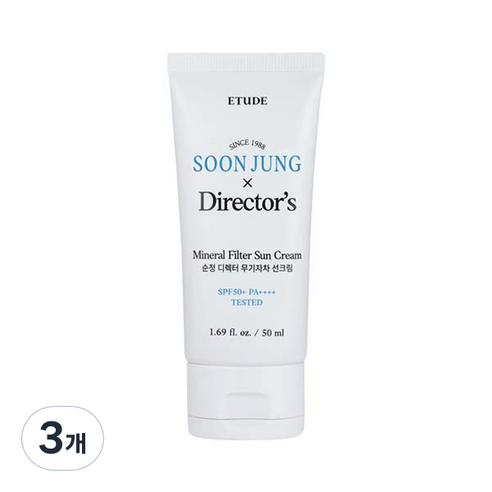 에뛰드 순정 디렉터 무기자차 선크림 SPF50+ PA++++, 3개, 50ml