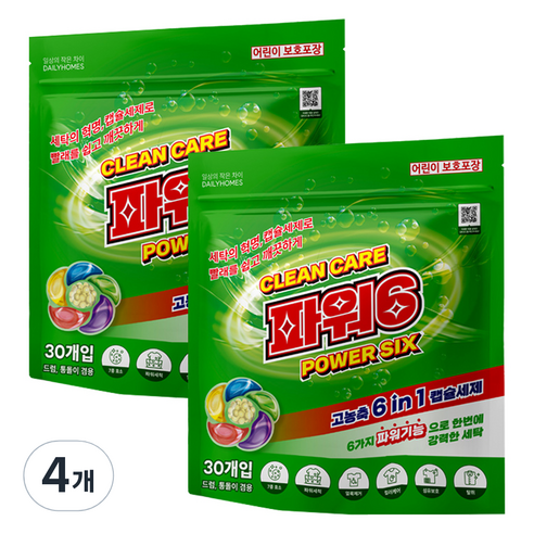 클린케어 파워6 캡슐세제, 30개입, 4개
