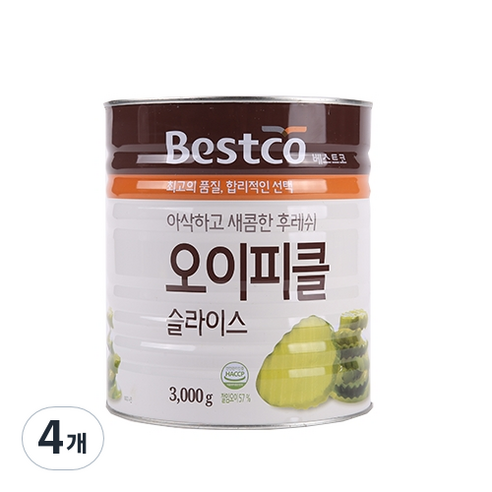 베스트코 오이피클 슬라이스, 3000g, 4개