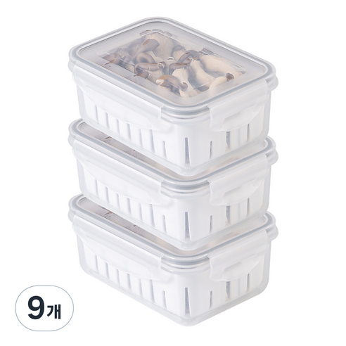 나누담 물빠짐 미니 멀티 채반 소분 야채 과일 밀폐용기 700ml, 9개, 단품