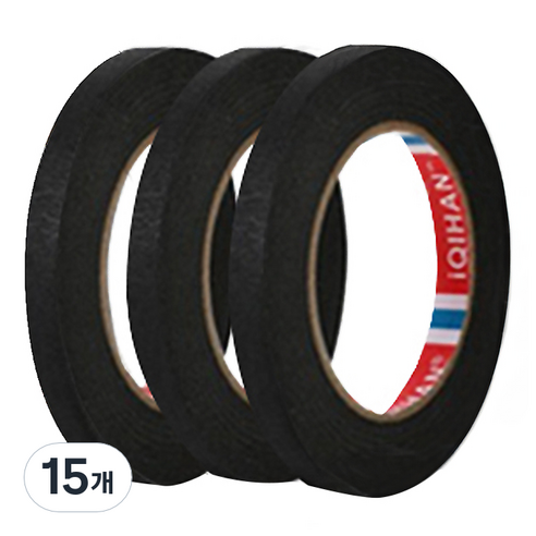 다다 칼라 마스킹 종이테이프 15mm x 15m, 블랙, 15개